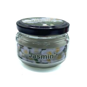 شمع معطر شیشه ای درب فلزی پارمیس مدل یاس ( جاسمین)