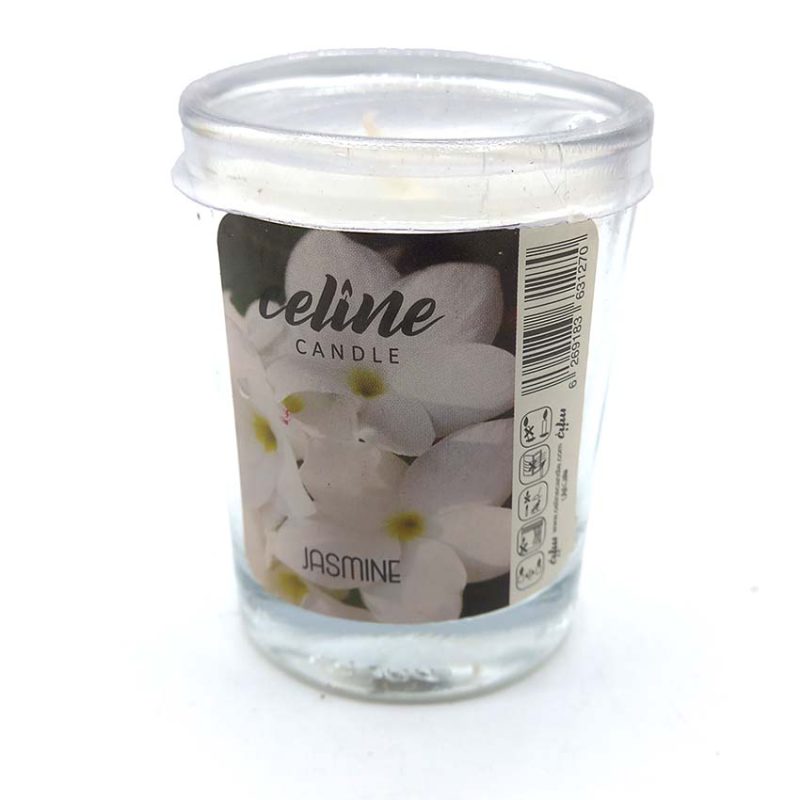 550020 شمع معطر شیشه ای شاتی سلین مدل یاس (جاسمین)
