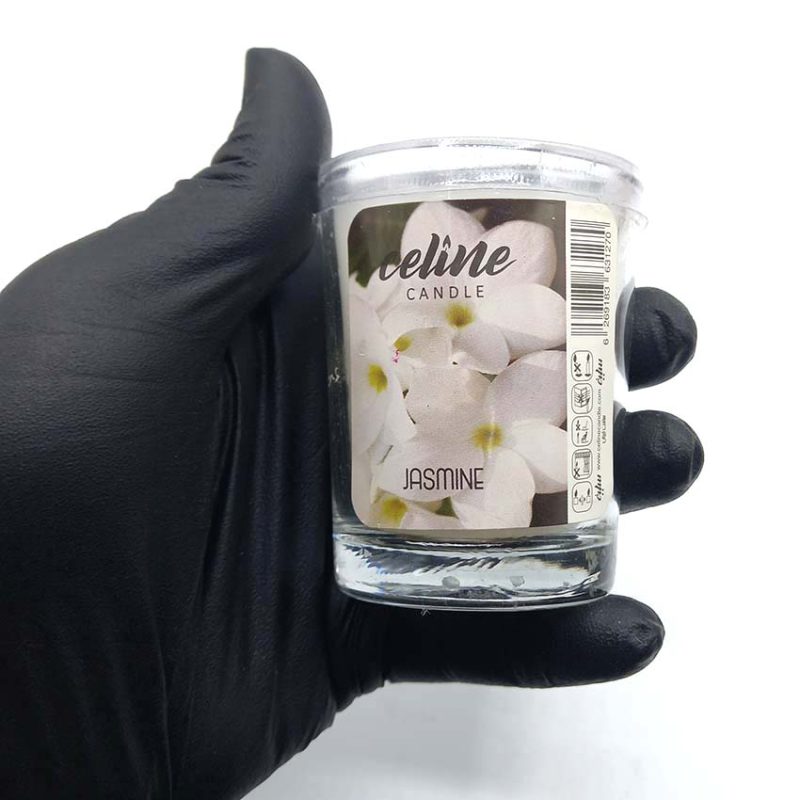 550020 شمع معطر شیشه ای شاتی سلین مدل یاس (جاسمین)
