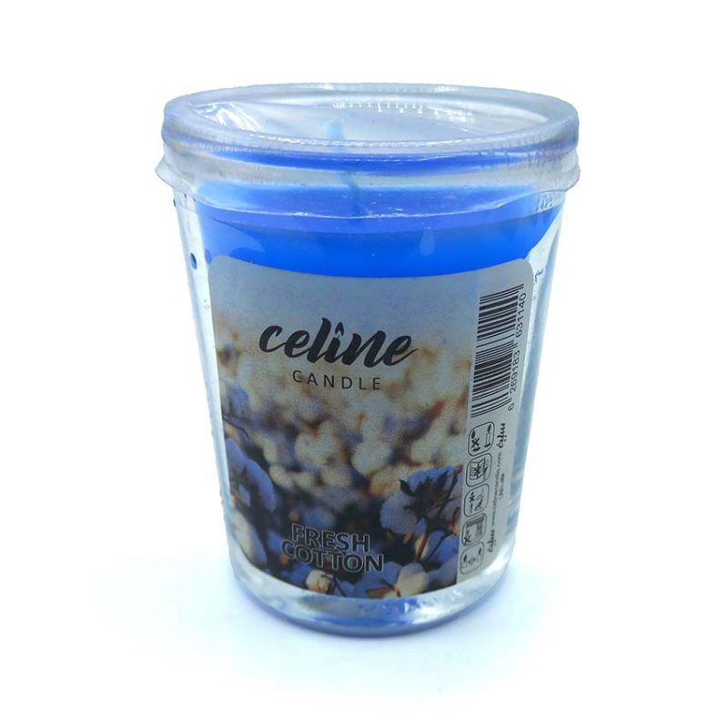 550023 شمع معطر شیشه ای شاتی سلین مدل پنبه تازه (فرش کتان )