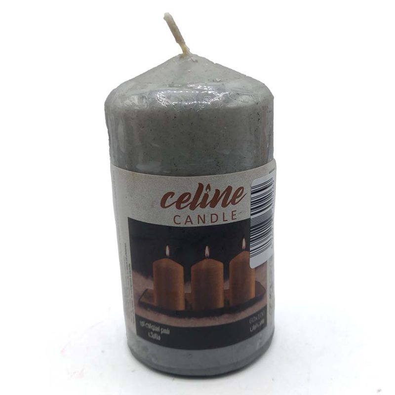 550016 شمع استوانه ای طوسی ارتفاع 11cm