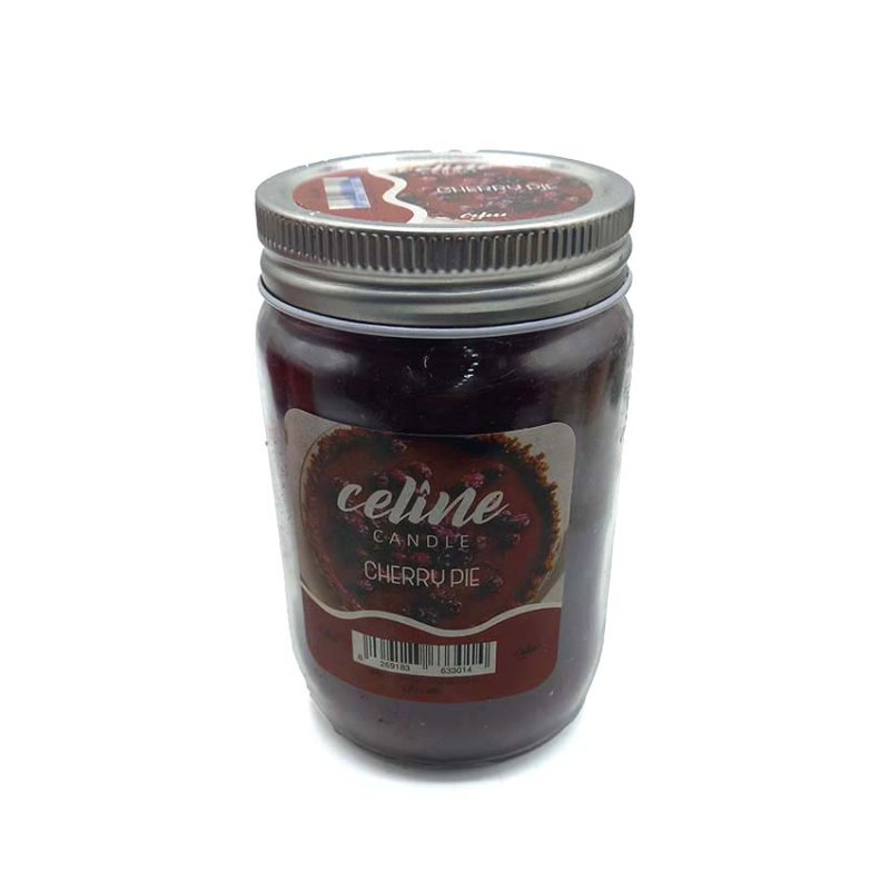 شمع معطر شیشه ای درب فلزی سلین بزرگ مدل کیک مربا ( چری پای) کد550041