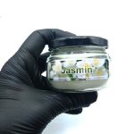 شمع معطر شیشه ای درب فلزی پارمیس مدل یاس ( جاسمین)
