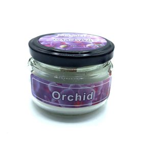 شمع معطر شیشه ای درب فلزی پارمیس مدل ارکیده ( ارکید )
