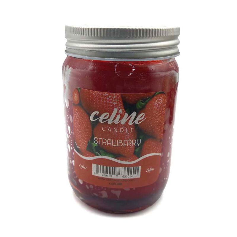 550045 شمع معطر شیشه ای درب فلزی سلین بزرگ مدل توت فرنگی( استاروبری )