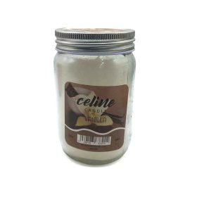 550043 شمع معطر شیشه ای درب فلزی سلین بزرگ مدل وانیل