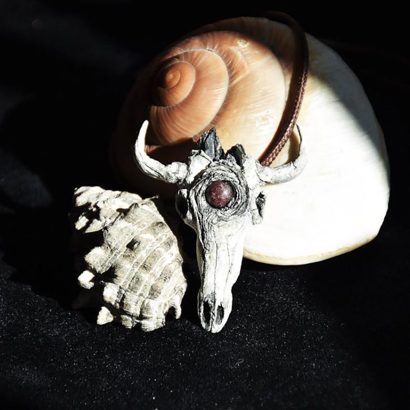 گردنبندسنگ ترمالین ورودونیت جمجمه کد 320108