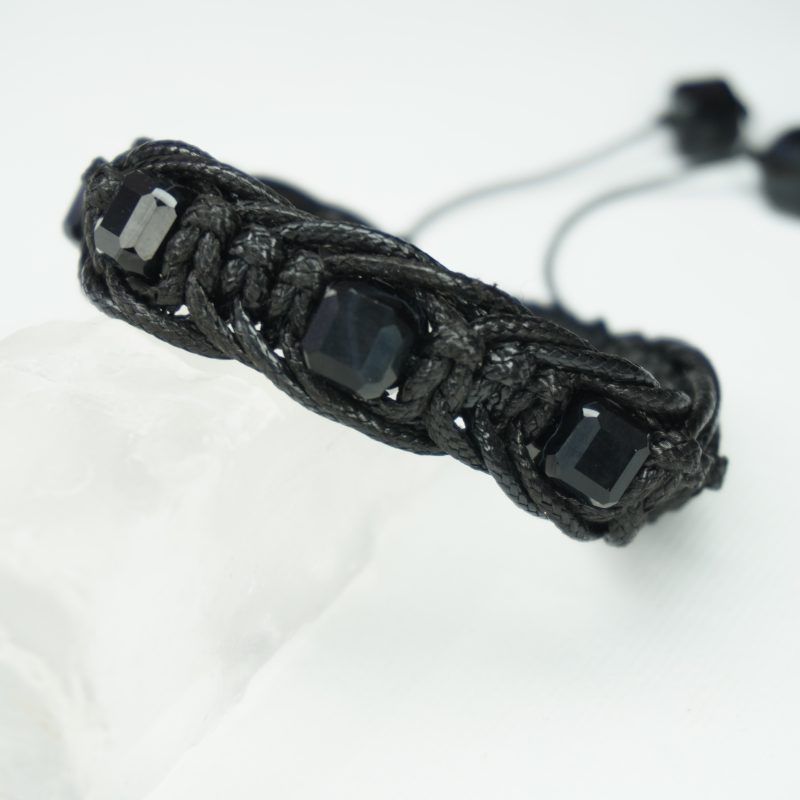 دستبند بافت چرم سنگ عقیق کد310165