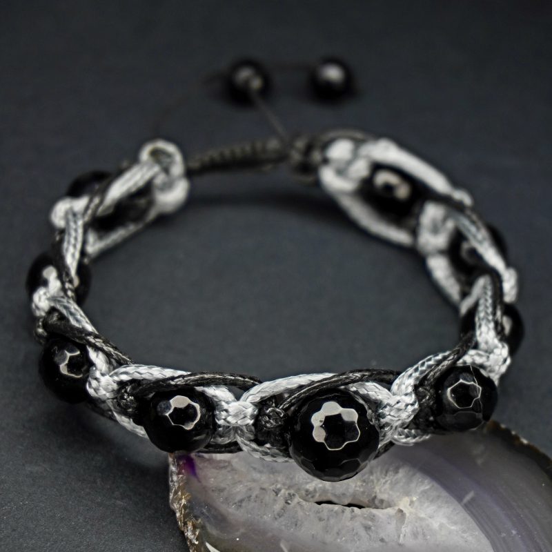 دستبند بافت چرم سنگ عقیق کد310166