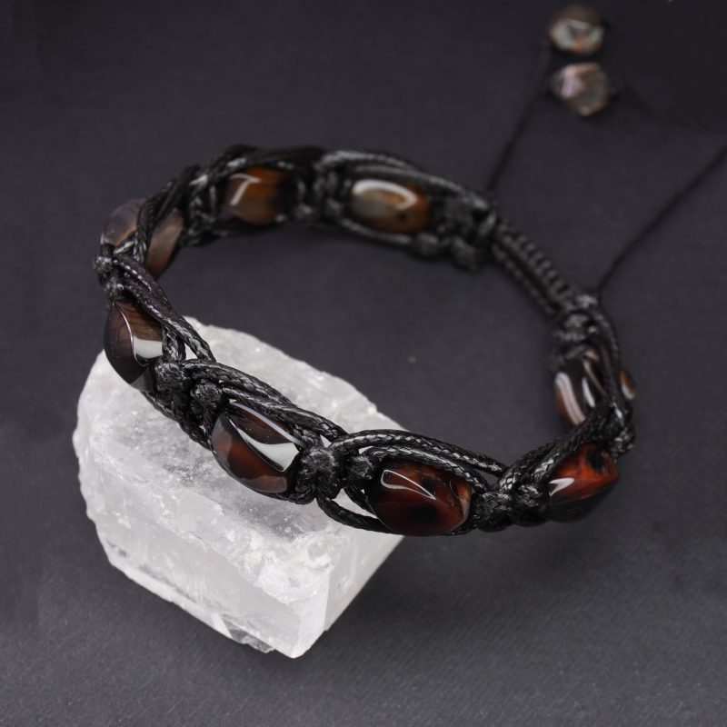 دستبند بافت چرم سنگ هلی کد310167