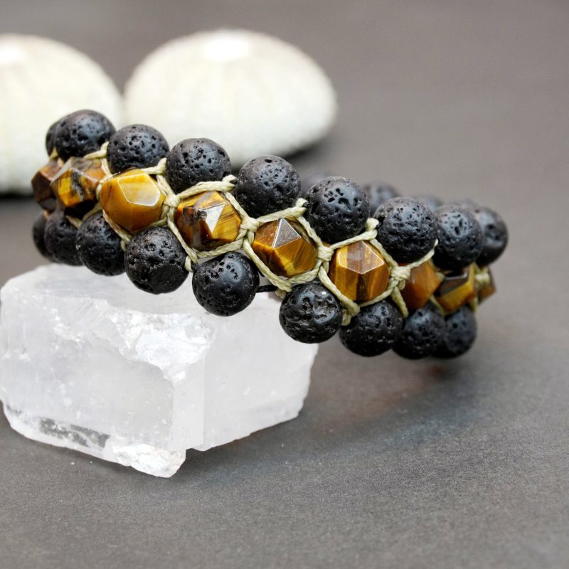 دستبند سنگ چشم ببر ولاوا کد 310173