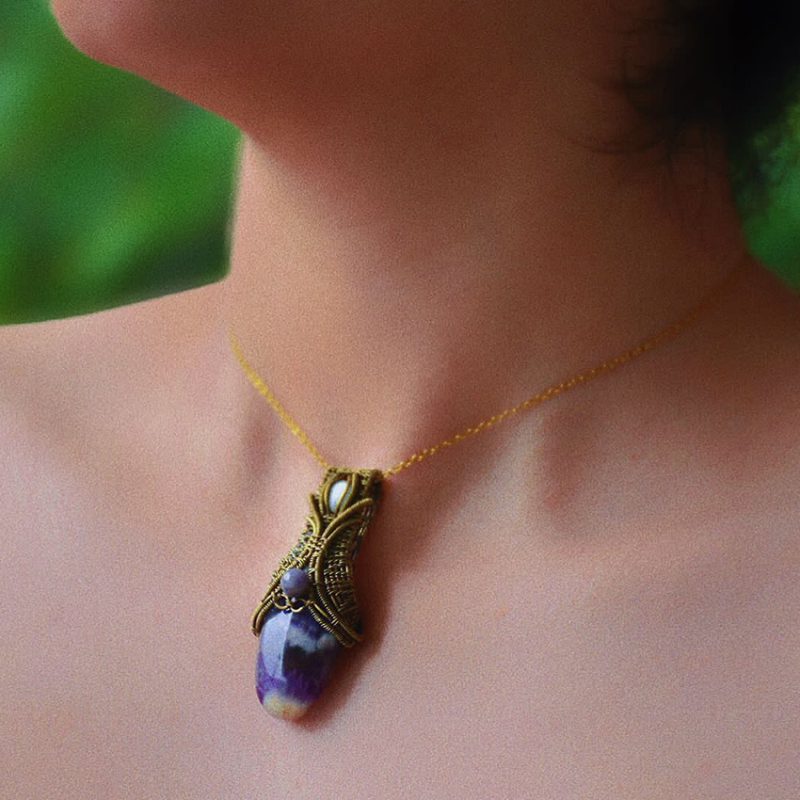 گردنبند سنگ آمیتیست کد 320094