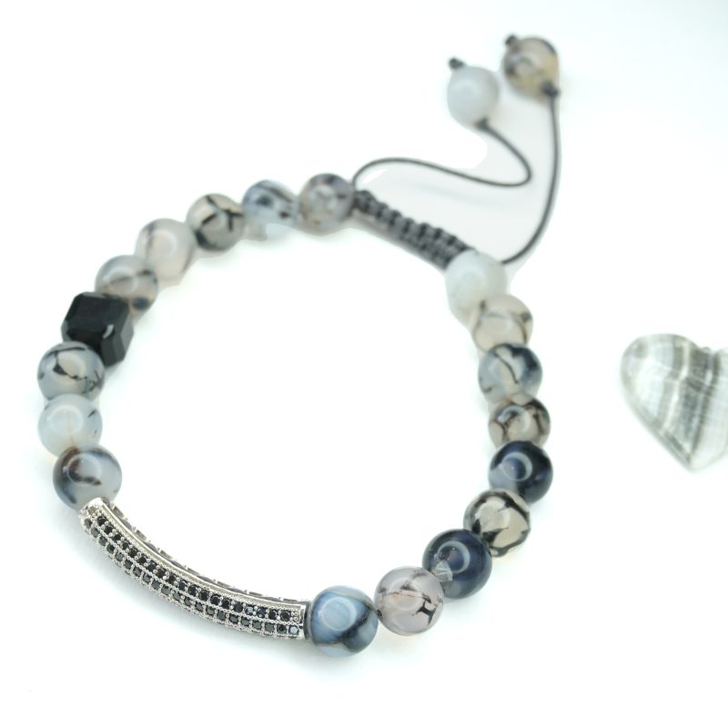 دستبند شجر وعقیق مکعبی کد 310191