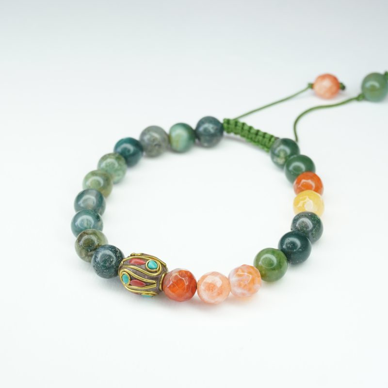 دستبند سنگ ترکیبی عقیق خزه ای کد 310186