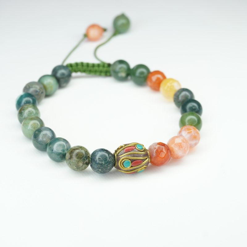 دستبند سنگ ترکیبی عقیق خزه ای کد 310186