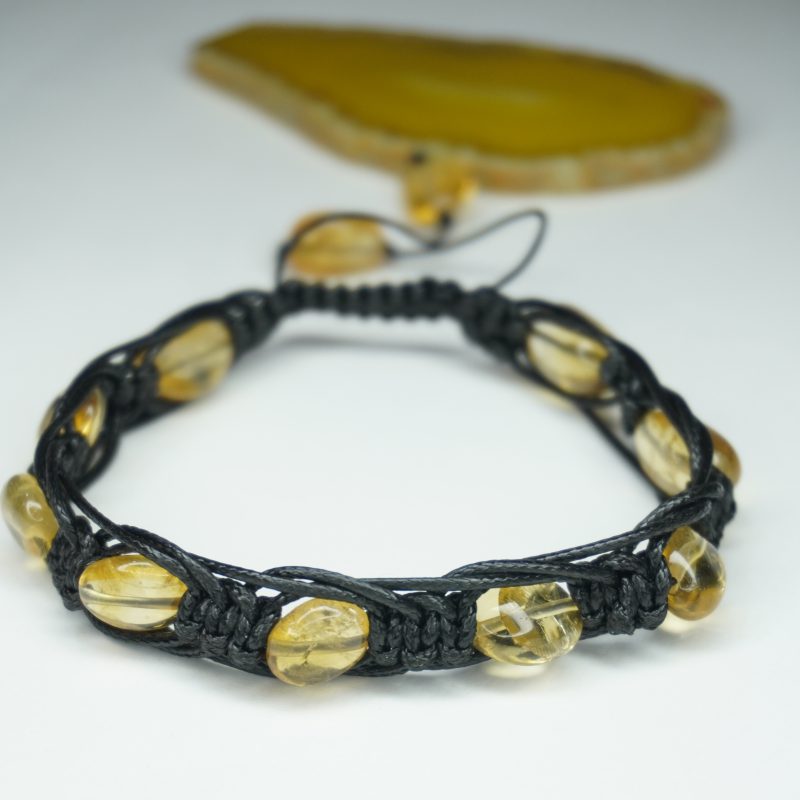 دستبند بافت چرم سنگ سیترین کد310164