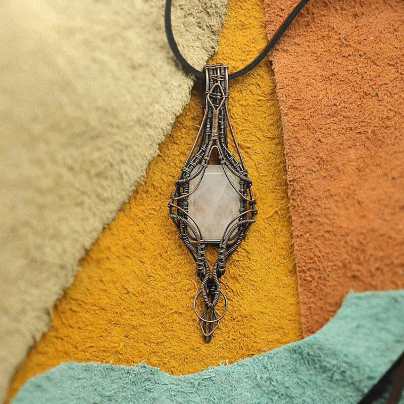 گردنبند سنگ رز کوارتز کد320096