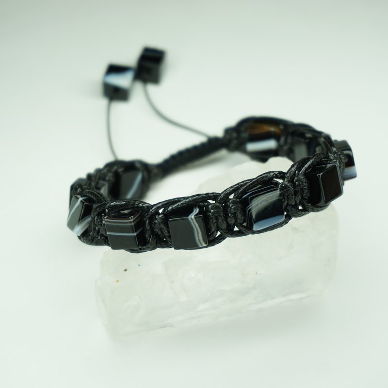 دستبند بافت چرم سنگ عقیق کد310165