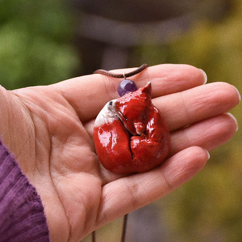 گردنبند جادویی روباه با سنگ آمیتیست کد320089