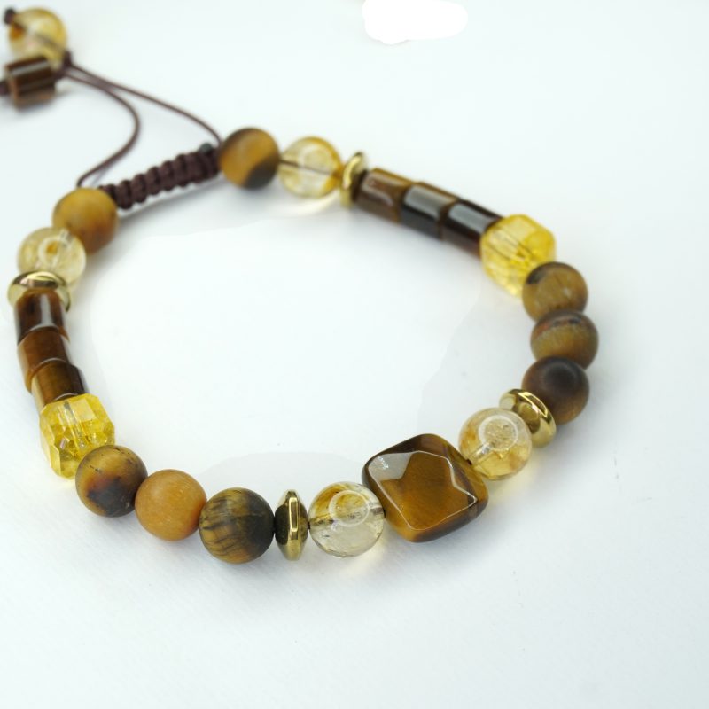 دستبند سنگ چشم ببر وسیترین کد 310172