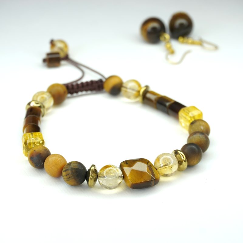 دستبند سنگ چشم ببر وسیترین کد 310172