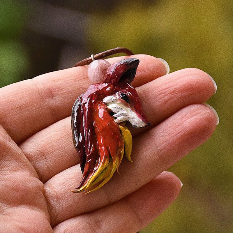 گردنبند جادوی روباه هفت رنگ با سنگ رودنیت کد 320087