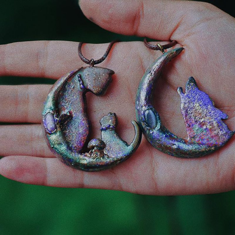 گردنبند گربه وماه سنگ چشم گربه کد320105