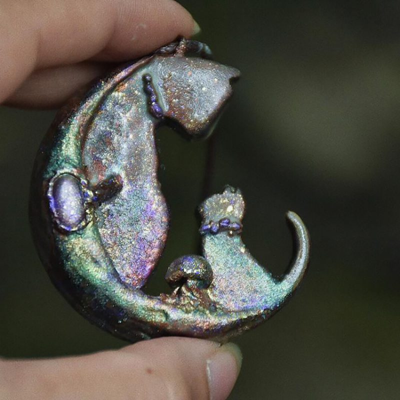 گردنبند گربه وماه سنگ چشم گربه کد320105