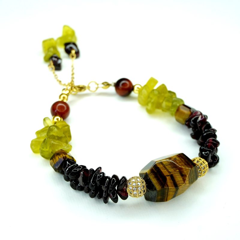 دستبند عقیق سیاه سیترین وچشم ببر کد 310180