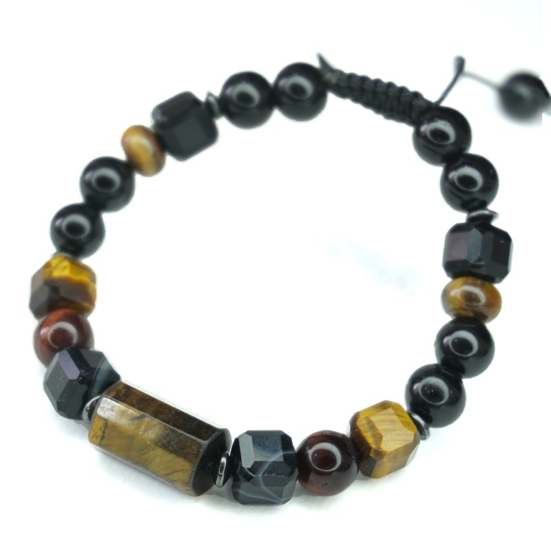 دستبند عقیق سیاه وچشم ببر کد 310181