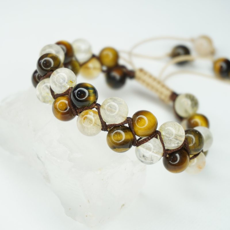 دستبند بافت سیترین وچشم ببر ورز کریستال 310199