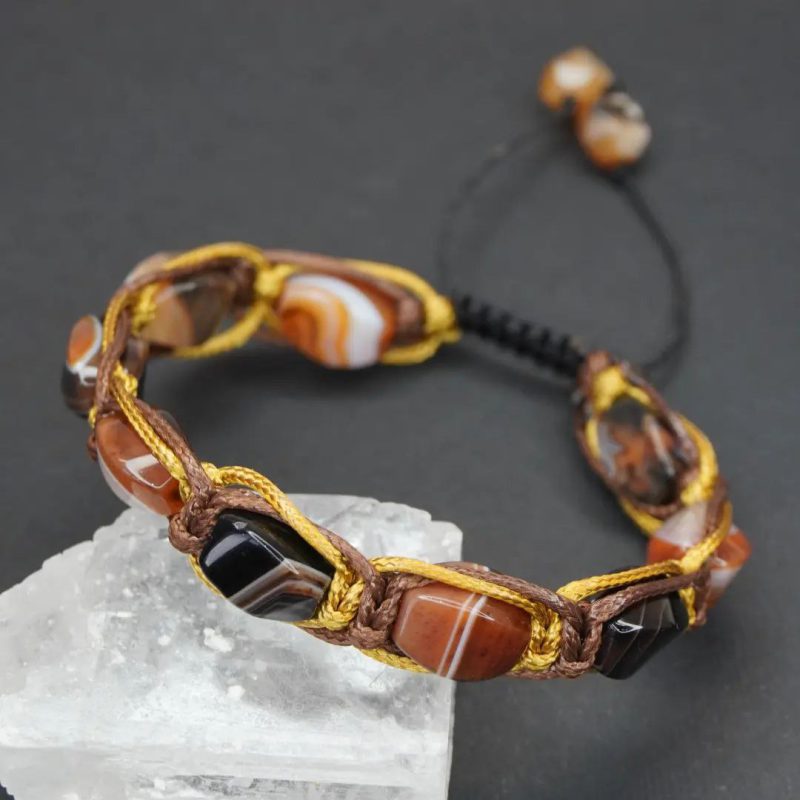 دستبند سنگ هلی عقیق قرمز وسیاه کد 310179