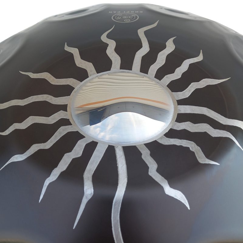 هنگ درام برند چوپی پن جنس استیل ضدزنگ تمام دست ساز طرح خورشید و انسان کد 152012