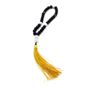 تسبیح اونیکس مشکی واونیکس سفید و رز کوارتز کد630008