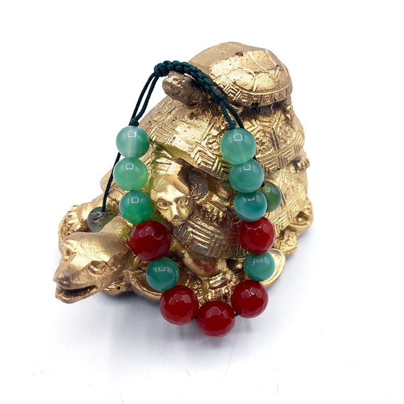 دستبند عقیق سبز وقرمز کد310230