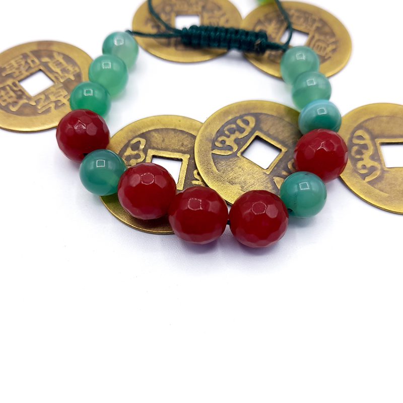 دستبند عقیق سبز وقرمز کد310230