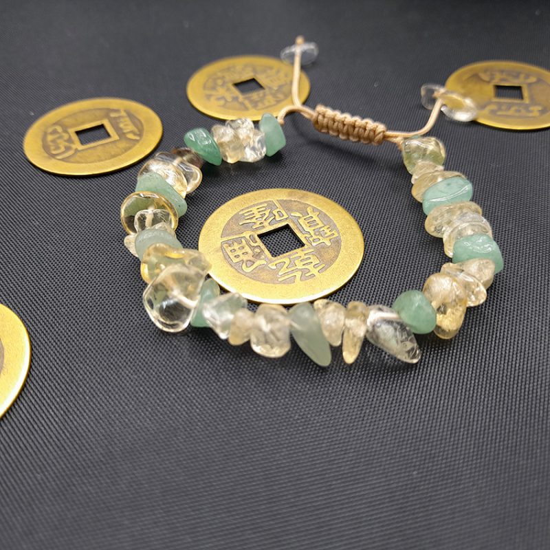 دستبندچیپسی سیترین وعقیق سبز کد310226