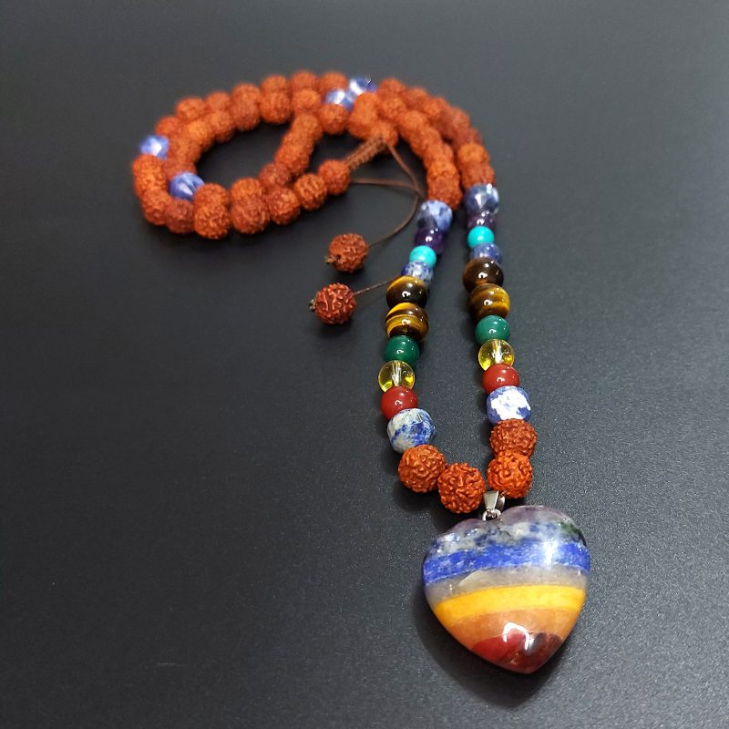 گردنبند هفت چاکرا و آویز قلب کد 320003