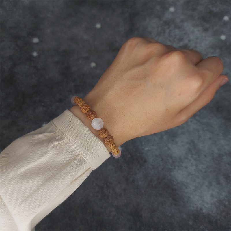 ست دستبند وگردنبند رود راکشا و رز کوارتز کد320040