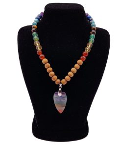 گردنبند صندل و هفت چاکرا وآویز قلب کد 320077