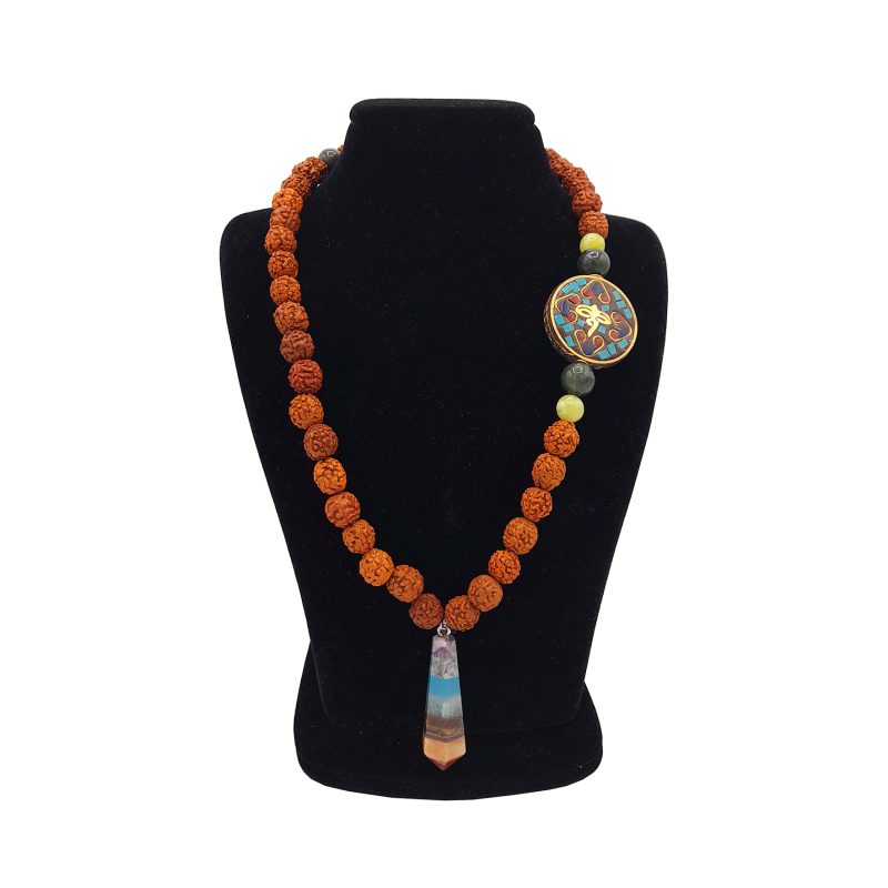 گردنبند رود راکشا وآویز هفت چاکراو مهره تبتی کد 320021