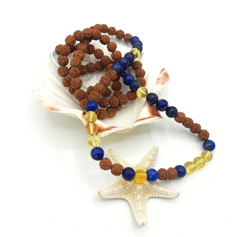 گردنبند رود راکشا وسنگ سیترین ولاجورد کد320026