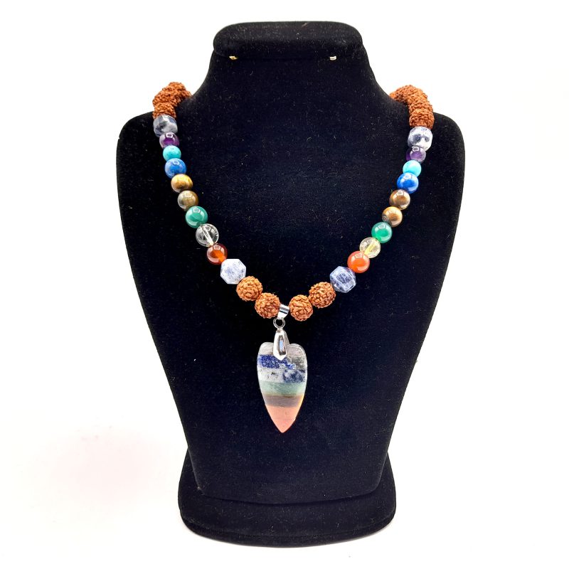 گردنبند رود راکشا وهفت چاکرا و آویز قلب کد 320070