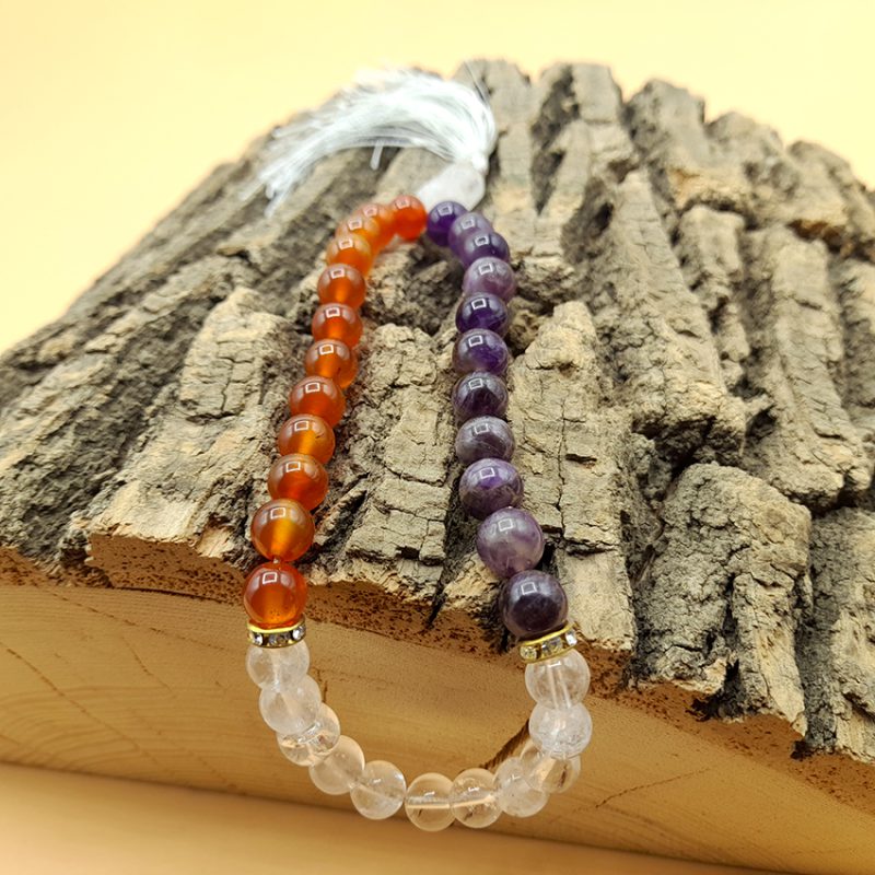 تسبیح سنگی عقیق وآمیتیست وکریستال رز کد 630011