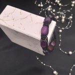 دستبندآمیتیست هلی بافت چرم کد310218