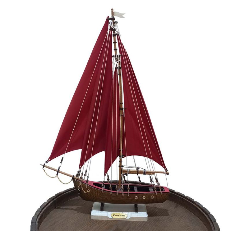 ماکت کشتی چوبی طول 40 سانتیمتری قرمز