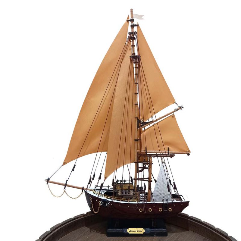 ماکت کشتی بادبانی چوبی فوق لوکس طول 40 سانتیمتری قهوه ای