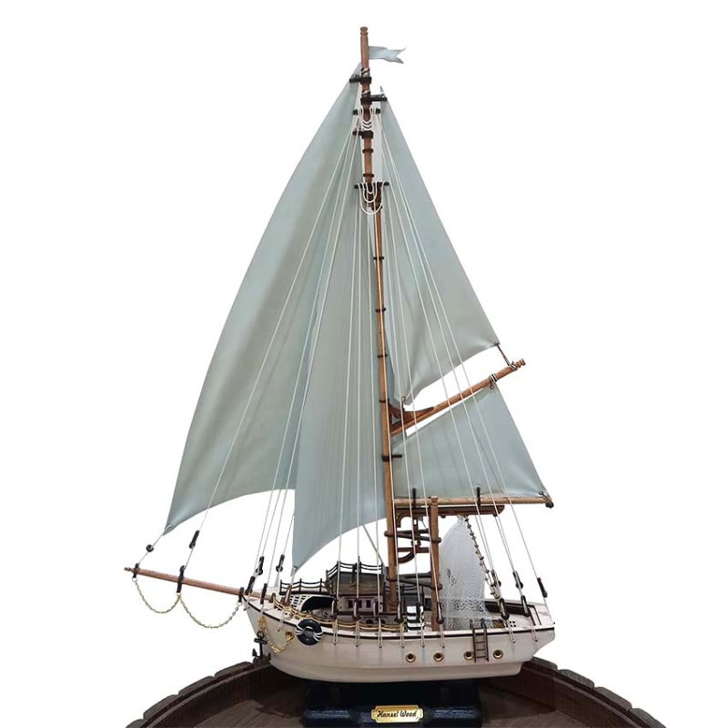 ماکت کشتی بادبانی چوبی فوق لوکس طول 40 سانتیمتری سفید