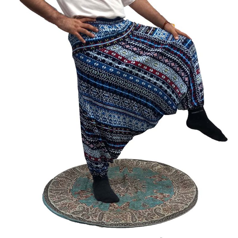 شلوار تبتی طرحدار آبی