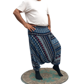 شلوار تبتی طرحدار آبی